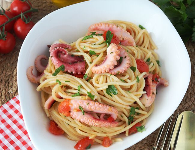 Spaghetti mit Pulpo Tentakeln