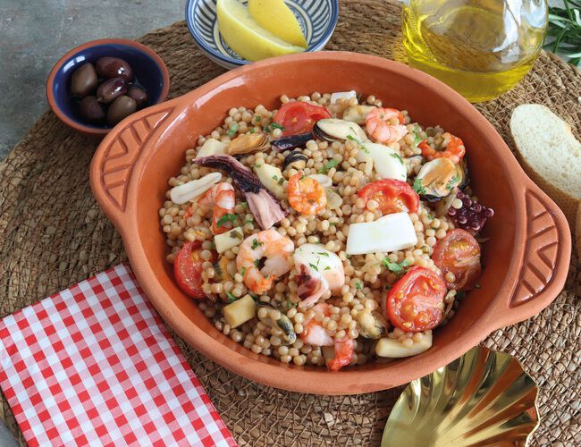 Fregola Sarda mit Meeresfrüchten