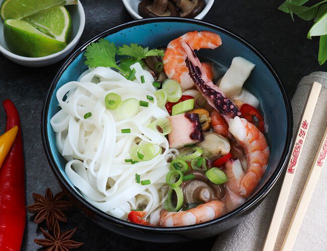 Pho with seafood